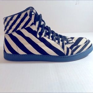 GUCCI ZEBRA PATTERN 353412 WHITE BLUE SNEAKERS